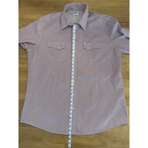 Wrangler Wrancher Pearl Snap Shirt Mens 2XT Red Geometric Long Sleeve Western‎ - Picture 3 of 6